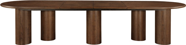 Meridian Furniture Dolan Art Deco Dining Table with Five Pedestal Base for Formal Large Gathering Spaces Brown 773Brown-T