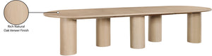 Meridian Furniture Dolan Art Deco Dining Table with Five Pedestal Base for Formal Large Gathering Spaces Oak 773Oak-T