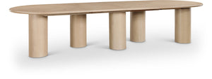 Meridian Furniture Dolan Art Deco Dining Table with Five Pedestal Base for Formal Large Gathering Spaces Oak 773Oak-T
