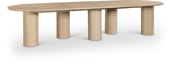 Meridian Furniture Dolan Art Deco Dining Table with Five Pedestal Base for Formal Large Gathering Spaces Oak 773Oak-T