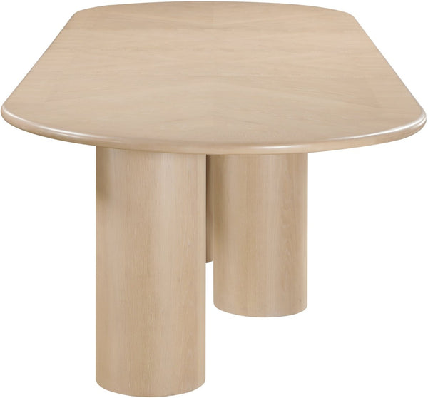 Meridian Furniture Dolan Art Deco Dining Table with Five Pedestal Base for Formal Large Gathering Spaces Oak 773Oak-T