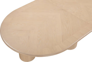 Meridian Furniture Dolan Art Deco Dining Table with Five Pedestal Base for Formal Large Gathering Spaces Oak 773Oak-T