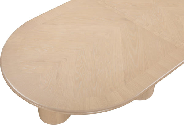 Meridian Furniture Dolan Art Deco Dining Table with Five Pedestal Base for Formal Large Gathering Spaces Oak 773Oak-T