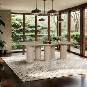 Meridian Furniture Dolan Art Deco Dining Table with Five Pedestal Base for Formal Large Gathering Spaces Oak 773Oak-T