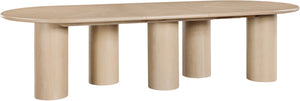 Meridian Furniture Dolan Art Deco Dining Table with Five Pedestal Base for Formal Large Gathering Spaces Oak 773Oak-T