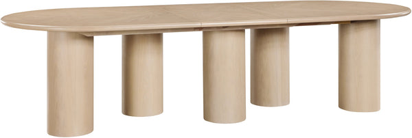 Meridian Furniture Dolan Art Deco Dining Table with Five Pedestal Base for Formal Large Gathering Spaces Oak 773Oak-T