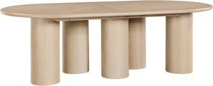 Meridian Furniture Dolan Art Deco Dining Table with Five Pedestal Base for Formal Large Gathering Spaces Oak 773Oak-T