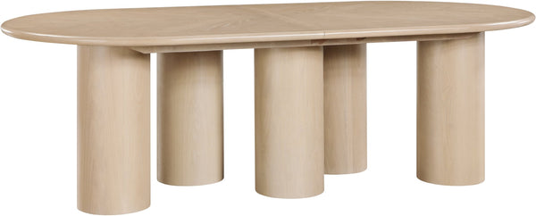 Meridian Furniture Dolan Art Deco Dining Table with Five Pedestal Base for Formal Large Gathering Spaces Oak 773Oak-T
