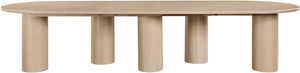 Meridian Furniture Dolan Art Deco Dining Table with Five Pedestal Base for Formal Large Gathering Spaces Oak 773Oak-T