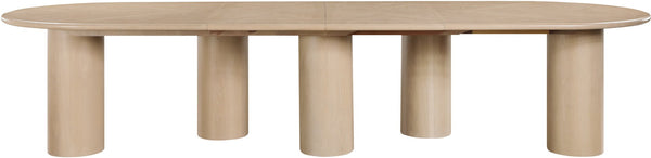 Meridian Furniture Dolan Art Deco Dining Table with Five Pedestal Base for Formal Large Gathering Spaces Oak 773Oak-T
