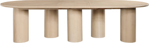 Meridian Furniture Dolan Art Deco Dining Table with Five Pedestal Base for Formal Large Gathering Spaces Oak 773Oak-T