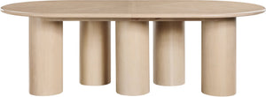 Meridian Furniture Dolan Art Deco Dining Table with Five Pedestal Base for Formal Large Gathering Spaces Oak 773Oak-T