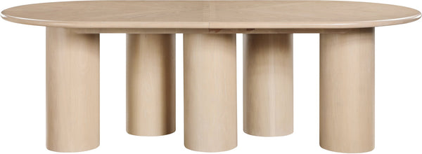 Meridian Furniture Dolan Art Deco Dining Table with Five Pedestal Base for Formal Large Gathering Spaces Oak 773Oak-T