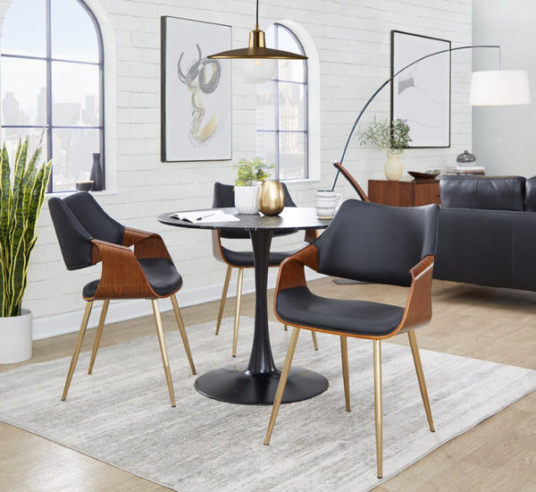 English Elm Chair Set of 2 White Faux Leather Seats with Angular Black Metal Legs Modern Dining B202P471309