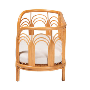 English Elm Bohemian Rattan Pet Bed with Openwork Weave Honey Finish and Removable Cushion B2750P467729