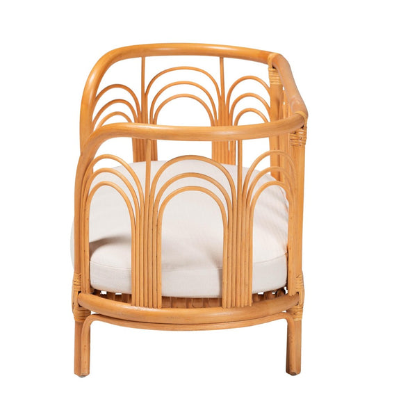 English Elm Bohemian Rattan Pet Bed with Openwork Weave Honey Finish and Removable Cushion B2750P467729