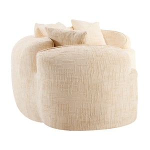 English Elm Beige Curved Compressed Sofa — Nordic Minimalist Foam & Spring Design, Soft Upholstery, Easy Setup W3612S00012