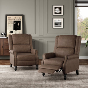 English Elm Faux Leather Pushback Recliner Coffee — Easy Tool-Free Setup, Lumbar Support, Soft Cleanable Finish T3623P379801