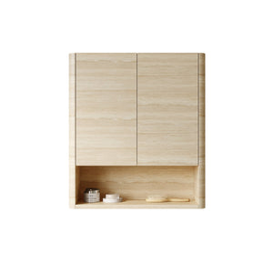 English Elm ZUNO 26" Wall Cabinet Over Toilet Roma Travertine Finish — Soft-Close Doors, Moisture-Resistant Plywood Storage W2615P379640