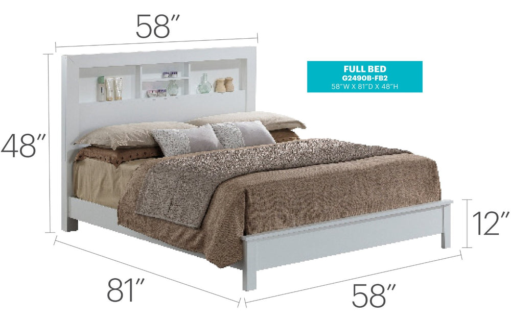 English Elm Transitional Full Bed In Crisp White - Modern Design, Durable Construction, Perfect For Any Space B078S00265-GIGA