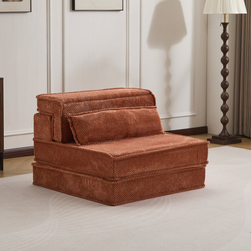 English Elm Compression Modular Sofa Bed - Cozy Orange Fleece, No Assembly, Versatile Design For Every Space! W3723P377145