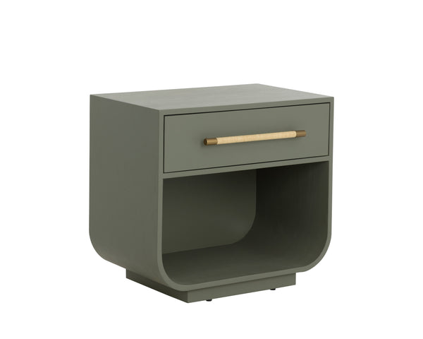 Sunpan Tarrant Nightstand - Modern Sage Green Design With Raffia Wrapped Handle For Stylish Bedroom Storage Green Wood 111740