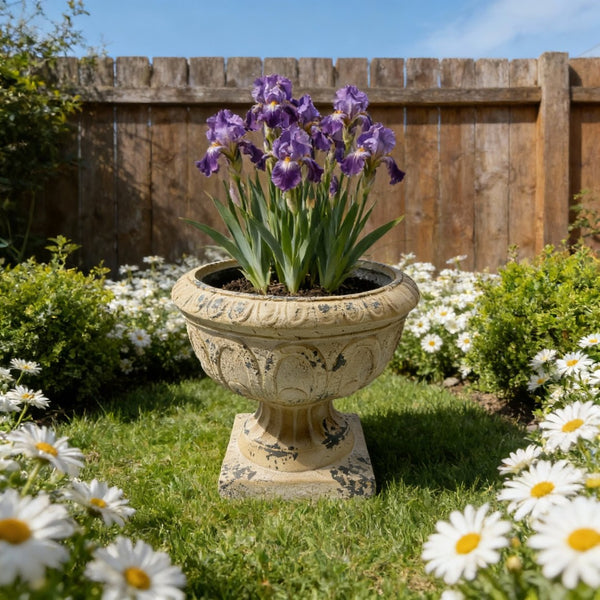 English Elm Mgo Square Garden Urn Hand-painted Antique White Outdoor Planter for Patios W5230P449932