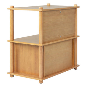 English Elm Wood Grain Nightstand with Open Shelves and Cabinet for Modern Bedroom Storage N758P404669N