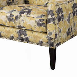 JLA Home Madison Park - Wing Chair modern wingback with printed upholstery, silver nailhead trim, supportive cushioned seating Yellow FPF18-0418