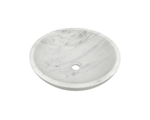 English Elm White Natural Marble Vessel Sink - Semi-Polished Elegance For Modern Bathrooms, 15.7" Diameter W1696P333277-GIGA
