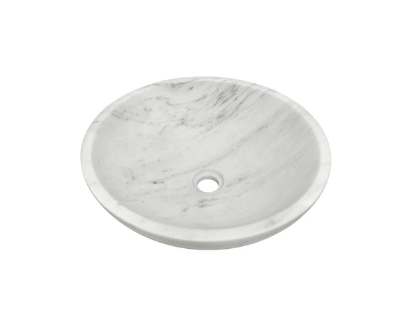 English Elm White Natural Marble Vessel Sink - Semi-Polished Elegance For Modern Bathrooms, 15.7" Diameter W1696P333277-GIGA