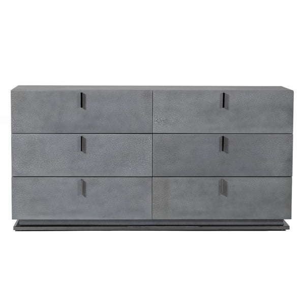 VIG Furniture Buckley Grey Crackle Dresser With Gunmetal Base, Soft-Closing Drawers & Long Metal Handles, 59"W VGVCJ2003-DRS