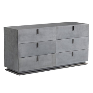 VIG Furniture Buckley Grey Crackle Dresser With Gunmetal Base, Soft-Closing Drawers & Long Metal Handles, 59"W VGVCJ2003-DRS