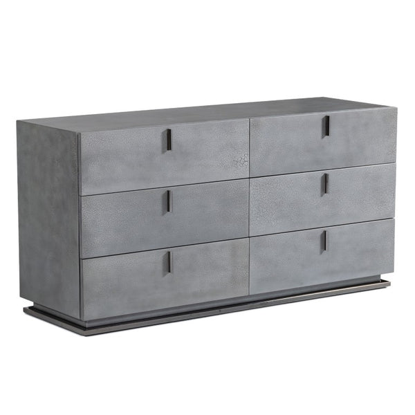 VIG Furniture Buckley Grey Crackle Dresser With Gunmetal Base, Soft-Closing Drawers & Long Metal Handles, 59"W VGVCJ2003-DRS