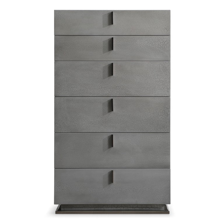 VIG Furniture Buckley Contemporary Grey Crackle Chest With Gunmetal Base, Soft-Close Drawers & Sleek Metal Handles VGVCJ2003-CHEST