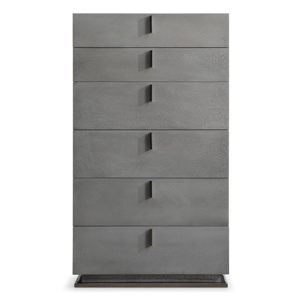 VIG Furniture Buckley Contemporary Grey Crackle Chest With Gunmetal Base, Soft-Close Drawers & Sleek Metal Handles VGVCJ2003-CHEST