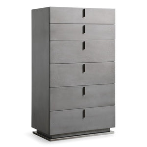 VIG Furniture Buckley Contemporary Grey Crackle Chest With Gunmetal Base, Soft-Close Drawers & Sleek Metal Handles VGVCJ2003-CHEST