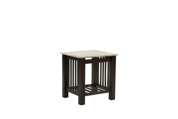 English Elm Modern Faux Marble Top Coffee Table with Antique Finish, Solid Legs & Open Lower Shelf, 47x24x18" Walnut 24 L x 21 W x 8 H B011P395605