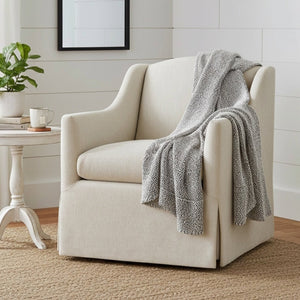English Elm Luisa Swivel Accent Chair Skirted Tailored Silhouette for Formal Living Rooms Beige B050P451386