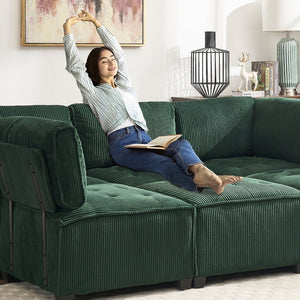 English Elm United We Win U-Shaped Modular Sectional Sofa With Reversible Chaise - 6-Seat Comfort & Style W1568S00156-GIGA