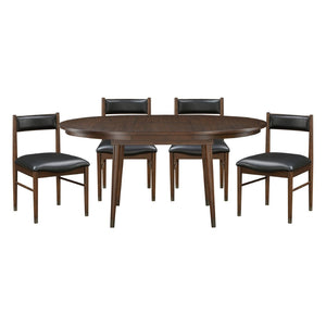 English Elm 5pc Cherry Maple Veneer Dining Set Butterfly Leaf Table Four Leather Side Chairs B011S01194
