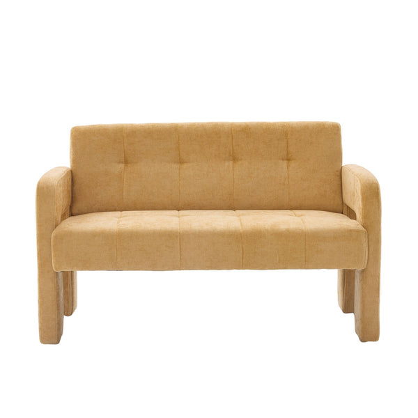 English Elm Nordic Ergonomic Double Armchair Upholstered Chenille Two-Seater Sofa 550lb Capacity Compact Lounge Chair Yellow W395P380536