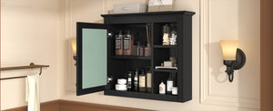 English Elm 30'' Modern Medicine Cabinet with Mirror and Adjustable Shelves, MDF Wall-Mounted Bathroom Storage Solution Black N710P192495B