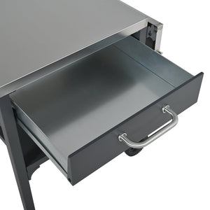 English Elm Outdoor Bbq Prep Cart Rolling Stainless Steel Grill Station with Foldable Work Surface Gray N719P407403E