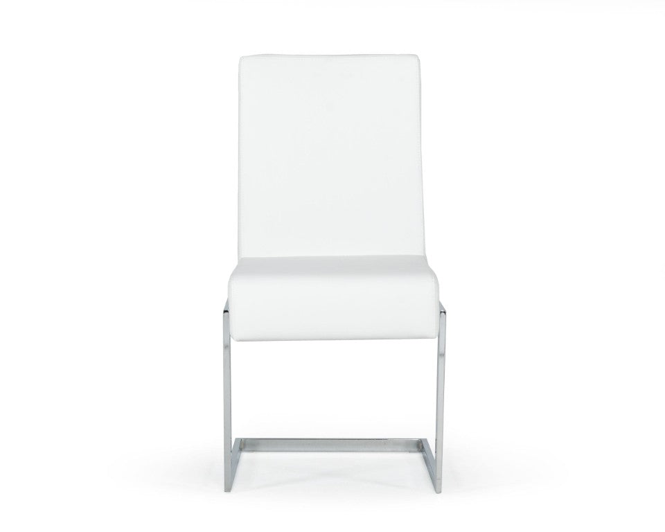 VIG Furniture Batavia Sleek Modern Leatherette Side Seating With C-Shaped Stainless Steel Frame, Sturdy Comfort White Dining Chair VGEWF3131BK-WHT