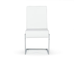 VIG Furniture Batavia Sleek Modern Leatherette Side Seating With C-Shaped Stainless Steel Frame, Sturdy Comfort White Dining Chair VGEWF3131BK-WHT