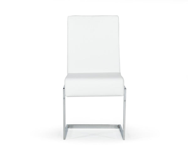 VIG Furniture Batavia Sleek Modern Leatherette Side Seating With C-Shaped Stainless Steel Frame, Sturdy Comfort White Dining Chair VGEWF3131BK-WHT
