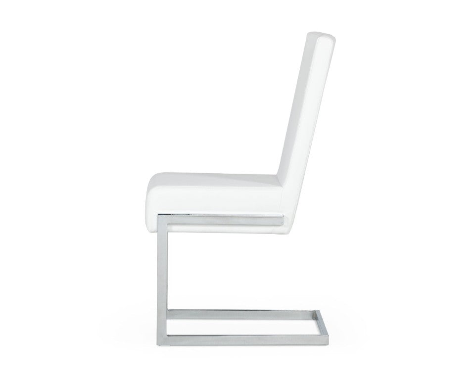 VIG Furniture Batavia Sleek Modern Leatherette Side Seating With C-Shaped Stainless Steel Frame, Sturdy Comfort White Dining Chair VGEWF3131BK-WHT