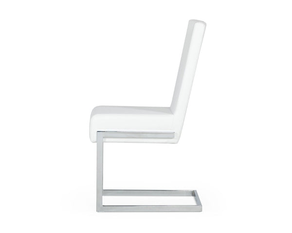 VIG Furniture Batavia Sleek Modern Leatherette Side Seating With C-Shaped Stainless Steel Frame, Sturdy Comfort White Dining Chair VGEWF3131BK-WHT