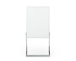 VIG Furniture Batavia Sleek Modern Leatherette Side Seating With C-Shaped Stainless Steel Frame, Sturdy Comfort White Dining Chair VGEWF3131BK-WHT